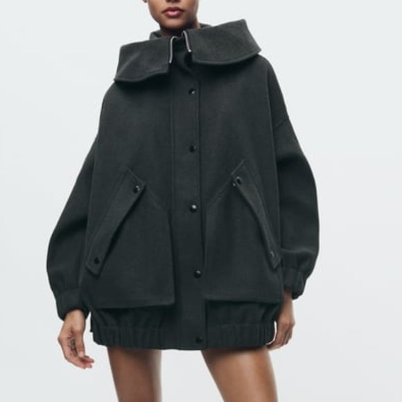 【新品!!】ZARA Black Oversized Mods Coat S-M 新品!!】ZARA Black Oversized Mods Coat S-M OVERSIZED COAT